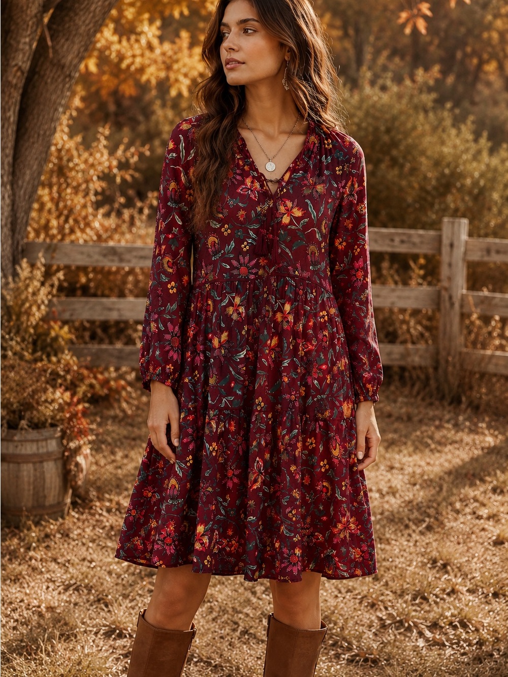 Sundance Floral Tiered Peasant Dress PS